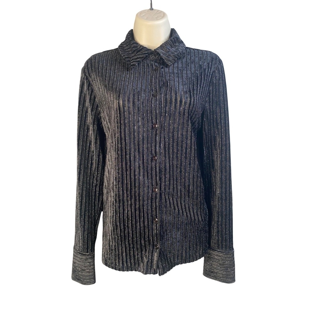 House of Harlow 1960 Button Down Shirt Small Velvet Burnout Boho Chic Glam 70s